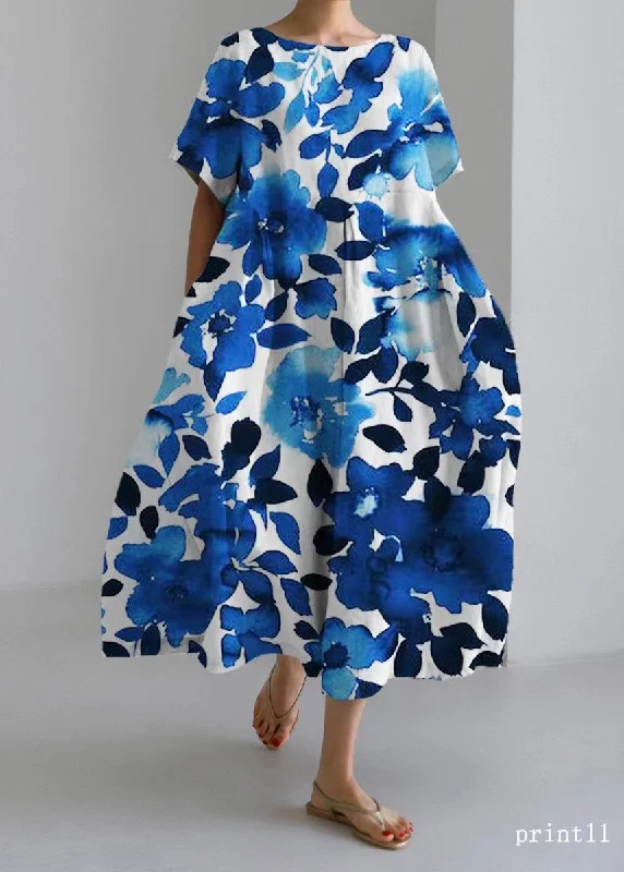 Daily Deals Flower print11 Cotton Dresses Pockets Patchwork Spring