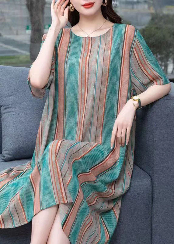 Exclusive Clothing Discounts – Upgrade Your Wardrobe For Less Plus Size Striped O Neck Patchwork Chiffon Dresses Summer