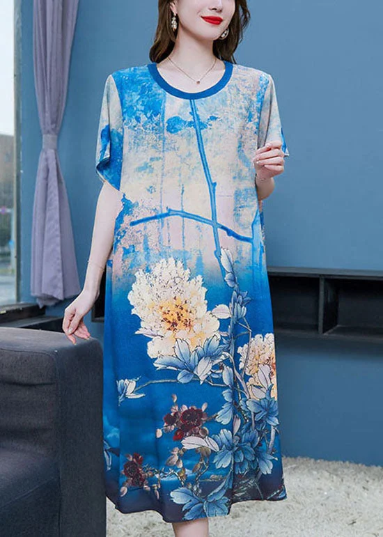 Limited-Stock Women's Clothing Clearance – Shop Now Style Blue O Neck Print Patchwork Chiffon Dresses Summer Limited-Stock Women's Clothing Clearance – Shop Now Style Blue O Neck Print Patchwork Chiffon Dresses Summer