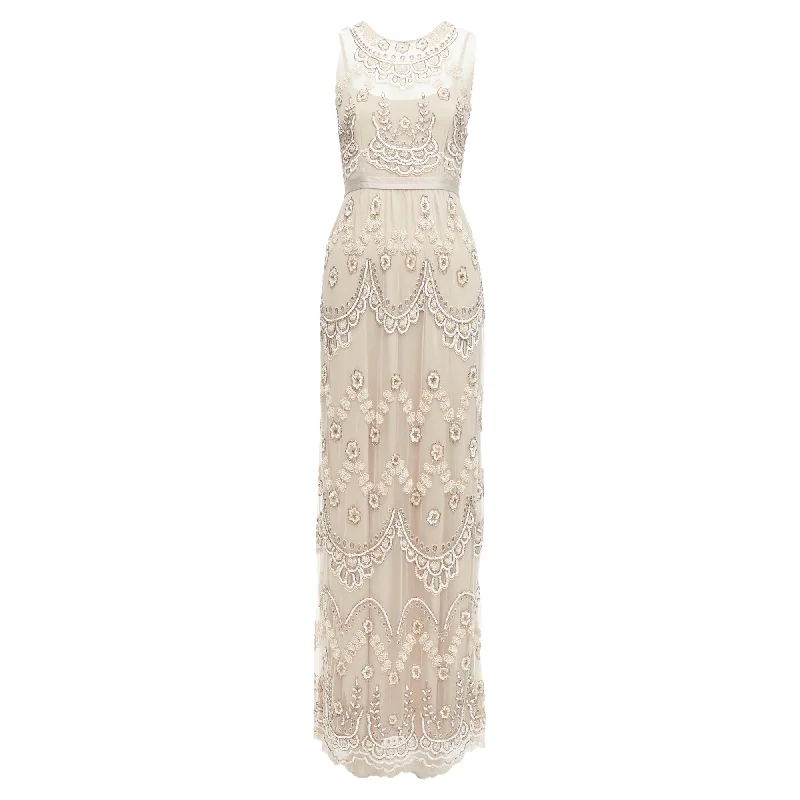 Women's Seasonal Clothing Needle & Thread Sequins Beads Embellished Overlay Long Gown Women's Seasonal Clothing Needle & Thread Sequins Beads Embellished Overlay Long Gown