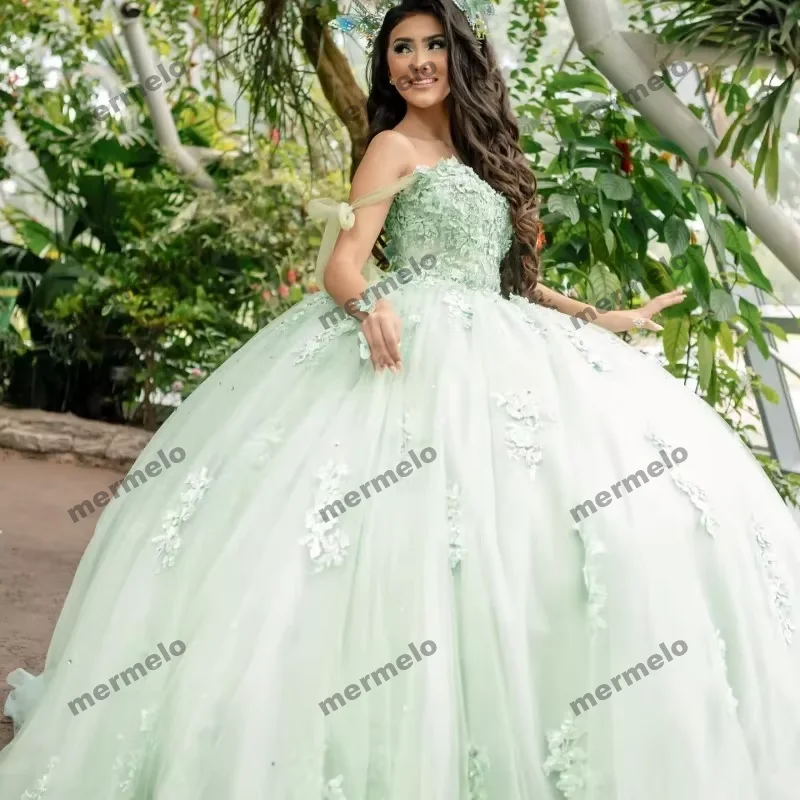 Modern Women's Outfit Sage Green Ball Gown Quinceanera Dresses