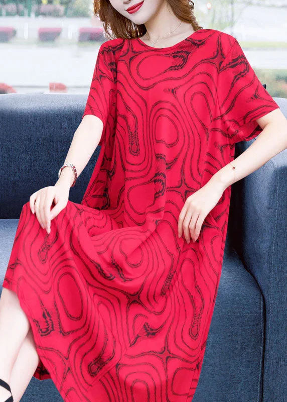 Fashion Sale Live Now – Upgrade Your Style For Less DIY Red O Neck Striped Patchwork Cotton Dresses Summer