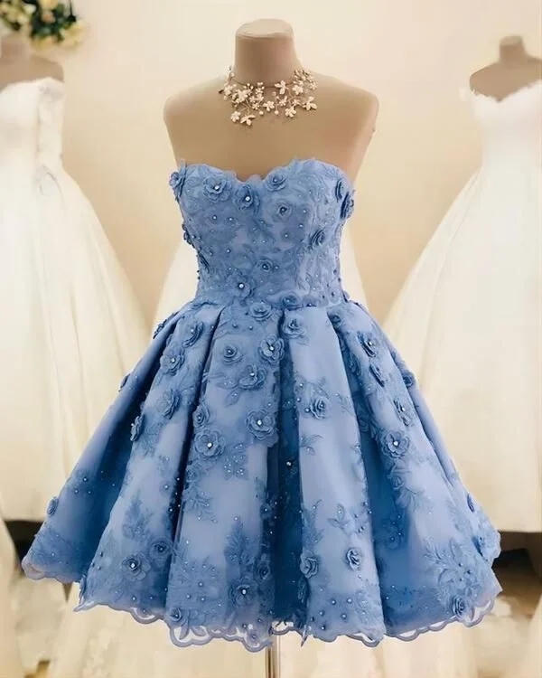 Women Wear Boutique 3D Flowers Lace Beaded Homecoming Dresses, Sweet Elegant Birthday Ball Gown S3099 Women Wear Boutique 3D Flowers Lace Beaded Homecoming Dresses, Sweet Elegant Birthday Ball Gown S3099
