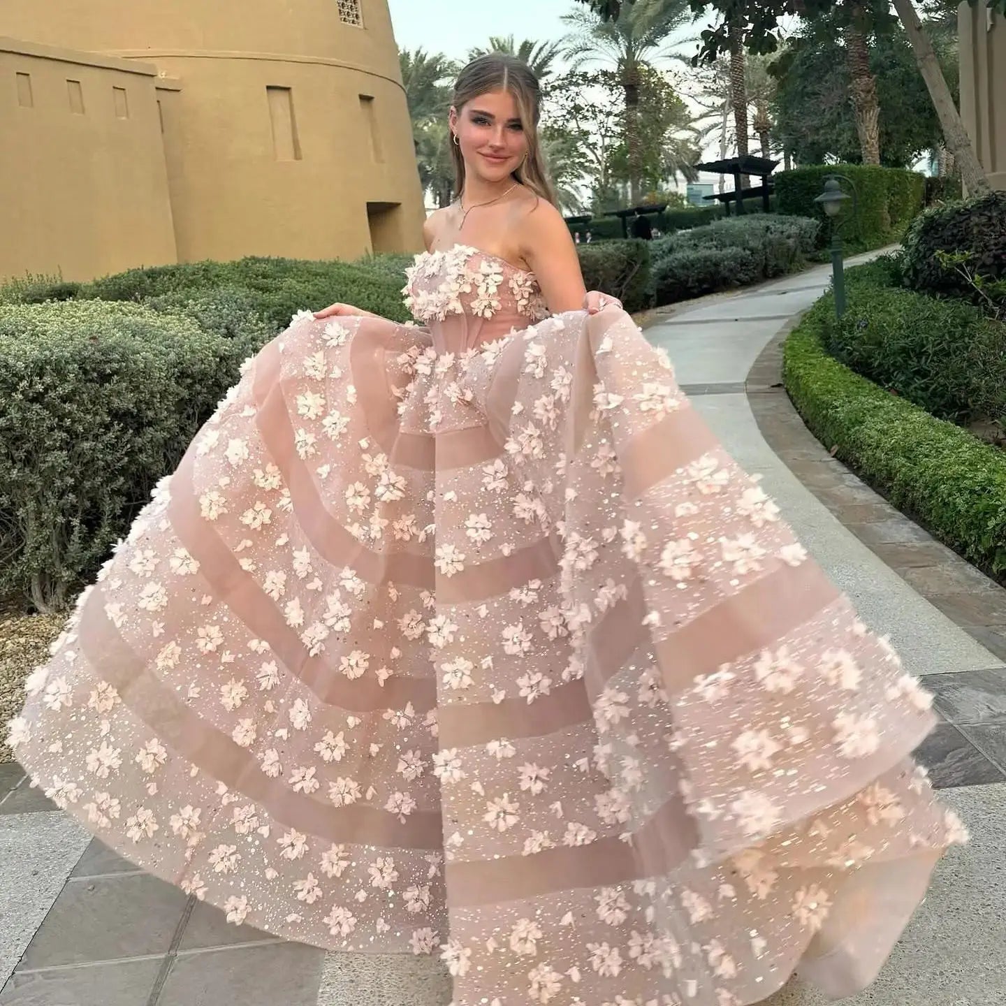 Women's Clothing Online Light Pink Strapless Beaded Tulle Evening Dresses with 3D Handmade Flowers Women Prom Gown Birthday Photoshoot Dresses Women's Clothing Online Light Pink Strapless Beaded Tulle Evening Dresses with 3D Handmade Flowers Women Prom Gown Birthday Photoshoot Dresses