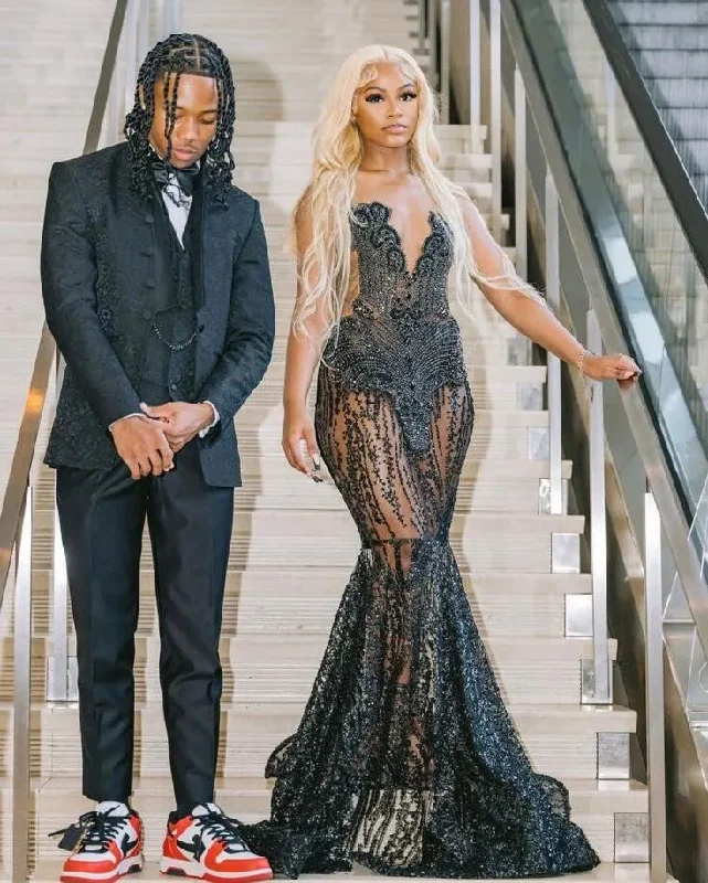 Clothing For Women Long Black Evening Dresses 2024 Sexy Mermaid Style Luxury Sparkly Beaded Diamond Sequined African Girl Prom Gala Formal Gowns Clothing For Women Long Black Evening Dresses 2024 Sexy Mermaid Style Luxury Sparkly Beaded Diamond Sequined African Girl Prom Gala Formal Gowns