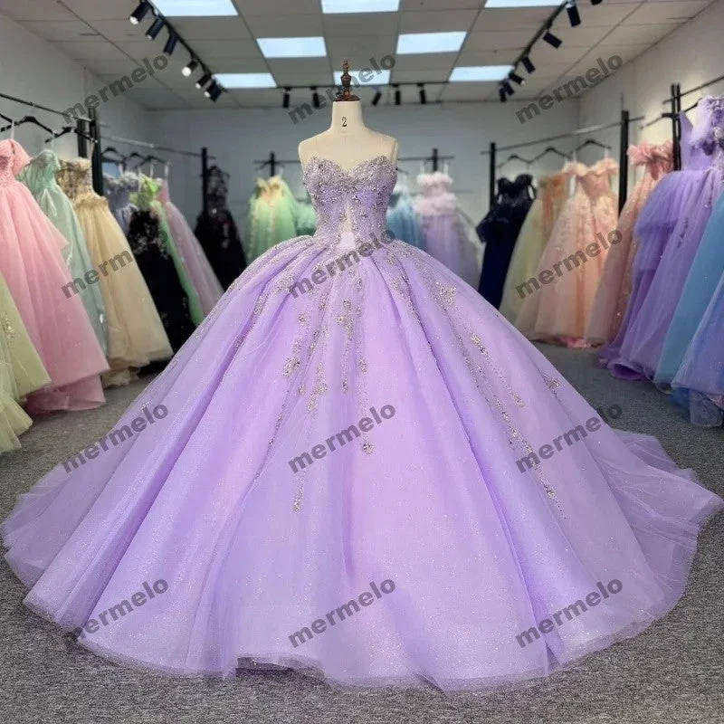 Clothing Brands Lilac Sweet 16 Ball Gown Quinnceanera Dresses Sparkly Tulle Beading Clothing Brands Lilac Sweet 16 Ball Gown Quinnceanera Dresses Sparkly Tulle Beading