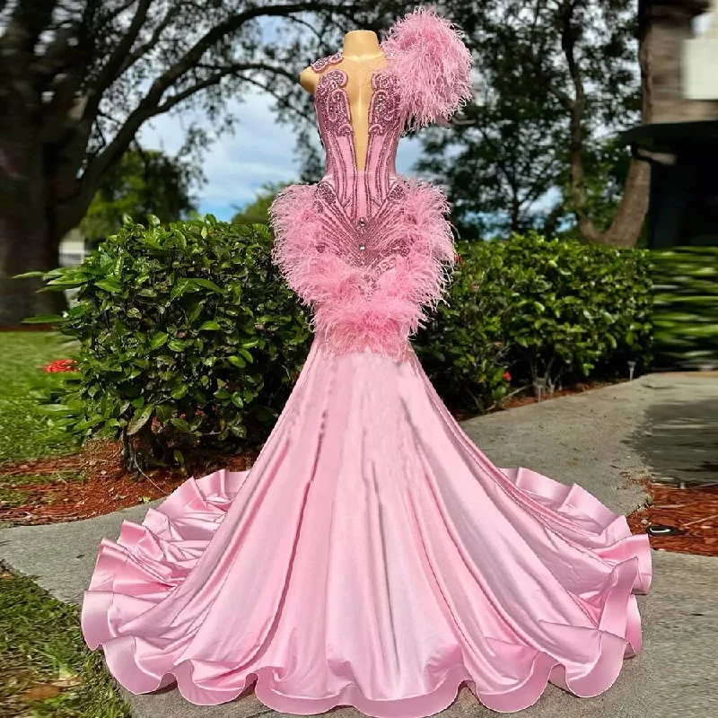 End Of Season Sale Clothing Luxury Pink Prom Dresses Mermaid 2024 With Feathers Diamond Mermaid Evening Gowns Vestidos De Gala African Women Party Dress End Of Season Sale Clothing Luxury Pink Prom Dresses Mermaid 2024 With Feathers Diamond Mermaid Evening Gowns Vestidos De Gala African Women Party Dress