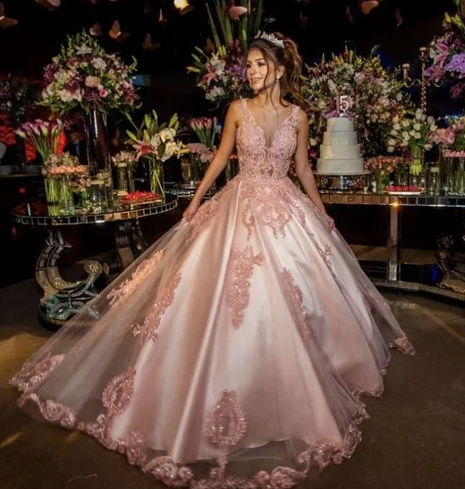 Women's Casual Attire Pink Long Party Dress Evening Gown Prom Dress   S2420