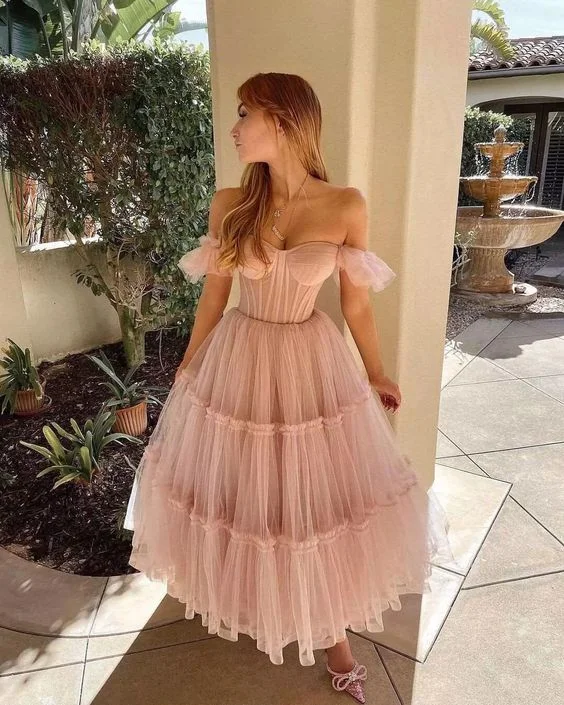 Women's Timeless Attire A line Pink Prom Dresses Evening Gown    S2386