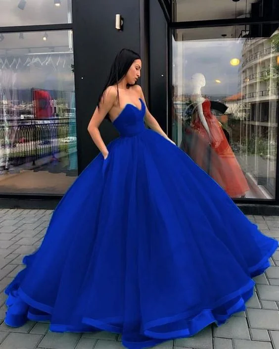 Casual Garments For Women A line Royal Blue Prom Dresses Long Evening Gown    S2370