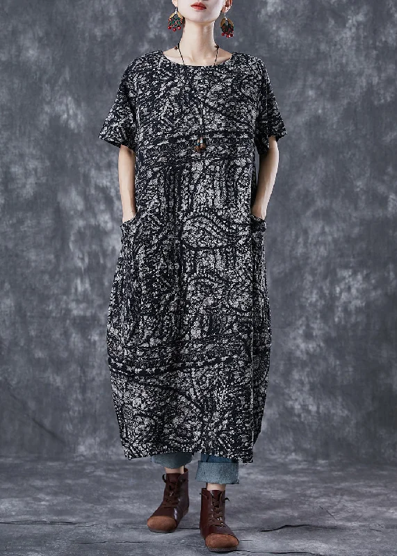 Must-Have Women's Fashion At The Lowest Prices Simple Black Oversized Print Linen Robe Dresses Summer Must-Have Women's Fashion At The Lowest Prices Simple Black Oversized Print Linen Robe Dresses Summer