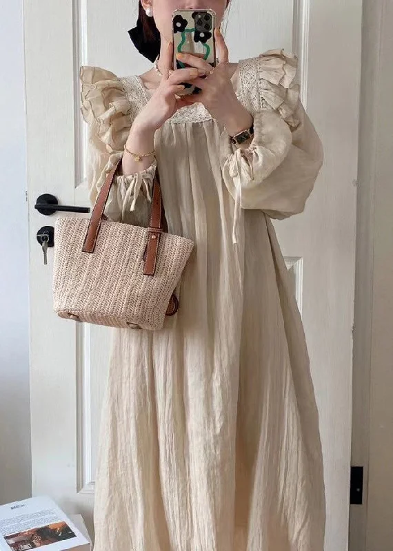 Big Savings On Modern And Classic Fashion Looks Loose Khaki Ruffled Lace Up Cotton Pajamas Dresses Spring Big Savings On Modern And Classic Fashion Looks Loose Khaki Ruffled Lace Up Cotton Pajamas Dresses Spring