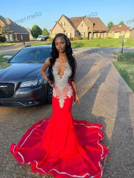 Casual Dresses for Women Red Evening Dress Custom Made Black Girl Mermaid Prom Gowns Casual Dresses for Women Red Evening Dress Custom Made Black Girl Mermaid Prom Gowns