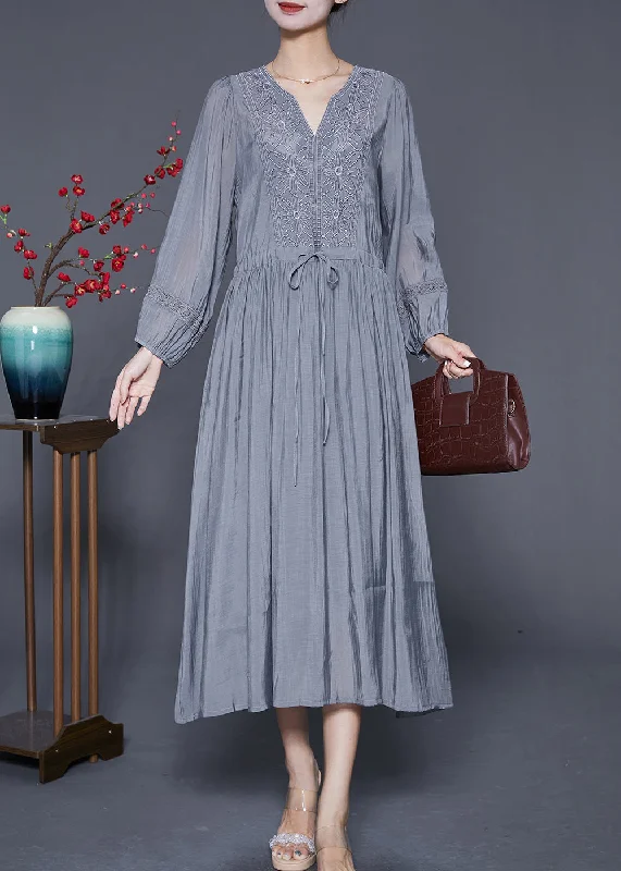 The Best Women's Fashion Sale Of The Season Natural Grey Embroideried Cinched Patchwork Cotton Dresses Summer The Best Women's Fashion Sale Of The Season Natural Grey Embroideried Cinched Patchwork Cotton Dresses Summer