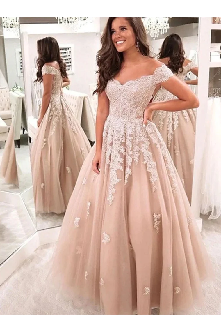 Clothing Sale Charming Ball Gown Tulle Off The Shoulder Formal Prom Dresses With Appliques Clothing Sale Charming Ball Gown Tulle Off The Shoulder Formal Prom Dresses With Appliques
