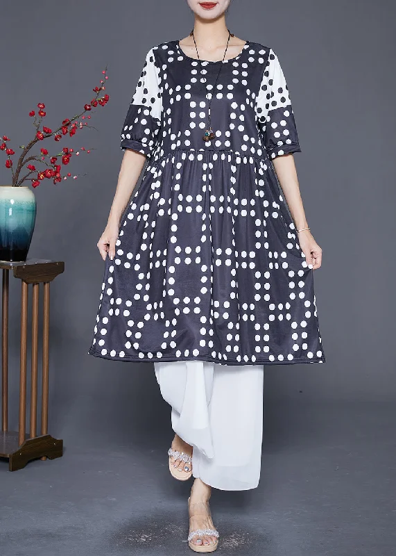 The Sale Everyone's Talking About Plus Size Black Oversized Patchwork Dot Chiffon Dresses Summer The Sale Everyone's Talking About Plus Size Black Oversized Patchwork Dot Chiffon Dresses Summer