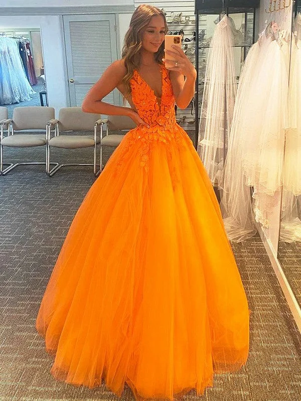 Trendy Women's Dresses Online Ball Gown Tulle Applique V-neck Sleeveless Sweep/Brush Train Dresses Trendy Women's Dresses Online Ball Gown Tulle Applique V-neck Sleeveless Sweep/Brush Train Dresses