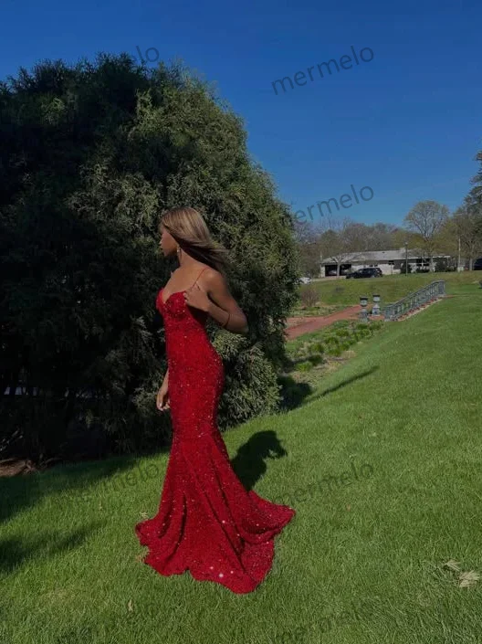 Seasonal Women's Fashion Trends Wholesale Elegant Formal Dress Spaghetti Straps Red Sequin Mermaid Long Prom Dress Dresses Gowns Evening Dresses Seasonal Women's Fashion Trends Wholesale Elegant Formal Dress Spaghetti Straps Red Sequin Mermaid Long Prom Dress Dresses Gowns Evening Dresses