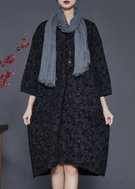 Huge Savings On Must-Have Clothing Organic Black Oversized Jacquard Cotton Dresses Bracelet Sleeve Huge Savings On Must-Have Clothing Organic Black Oversized Jacquard Cotton Dresses Bracelet Sleeve