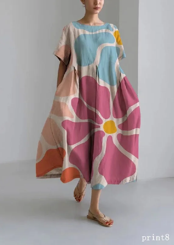 Timeless Elegance Redefined Flower print8 Cotton Dresses Pockets Patchwork Spring