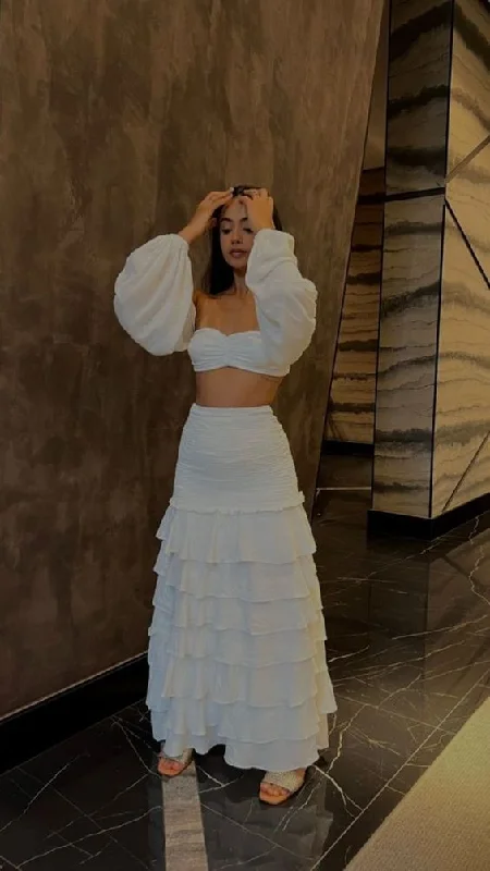 Comfortable Casual Women's Clothing Two Piece White Prom Gowns Lady Fashion Party Dress S2865 Comfortable Casual Women's Clothing Two Piece White Prom Gowns Lady Fashion Party Dress S2865