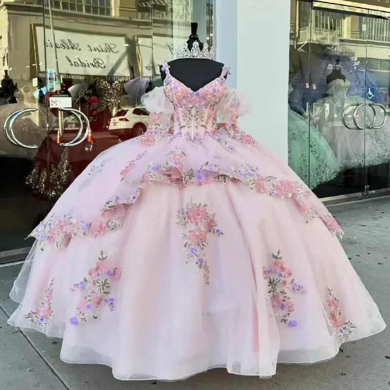 Affordable Women's Outfit Pink Quinceanera Dresses for 16 Year 2024 Ball Gown Sexy V Neck Off the Shoulder Puff Sleeve Party Dress for Girl Vestidos De 15 Affordable Women's Outfit Pink Quinceanera Dresses for 16 Year 2024 Ball Gown Sexy V Neck Off the Shoulder Puff Sleeve Party Dress for Girl Vestidos De 15