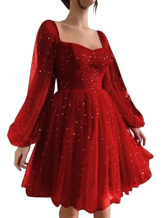 Flash Sale Clothing Homecoming Dresses for Teen Sparkle Starry Tulle Puffy Sleeve Prom Dress Princess Evening Party Gowns S2938 Flash Sale Clothing Homecoming Dresses for Teen Sparkle Starry Tulle Puffy Sleeve Prom Dress Princess Evening Party Gowns S2938