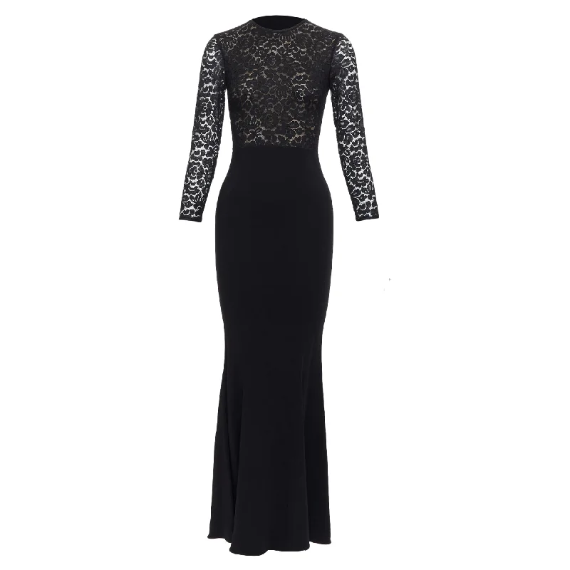 Fashionable Women's Clothing Michael Kors Collection Lace Overlay Top Crop Sleeve Long Gown Fashionable Women's Clothing Michael Kors Collection Lace Overlay Top Crop Sleeve Long Gown