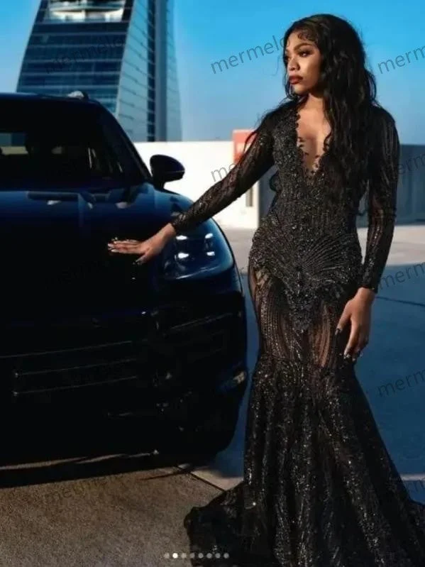 Casual Dresses for Women Sparkly Black Long Prom Dress for Black Girl Diamond Glitter Beaded Evening Reception Formal Party Gala Gown Casual Dresses for Women Sparkly Black Long Prom Dress for Black Girl Diamond Glitter Beaded Evening Reception Formal Party Gala Gown