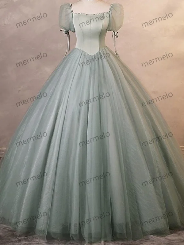 Women's Holiday Clothing French Puffy Sleeve Tulle Prom Dress, Cocktail Party Dress, Prom Dress, Evening Party Dress, Long Ball Gown, Graduation Dress, Party Gown Women's Holiday Clothing French Puffy Sleeve Tulle Prom Dress, Cocktail Party Dress, Prom Dress, Evening Party Dress, Long Ball Gown, Graduation Dress, Party Gown