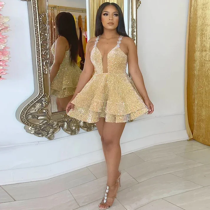 Plus Size Women's Fashion Cocktail Dresses Mini Length Beads Straps Homecoming Sequins Party Gowns Party Maxi Midi Outfits S2577 Plus Size Women's Fashion Cocktail Dresses Mini Length Beads Straps Homecoming Sequins Party Gowns Party Maxi Midi Outfits S2577