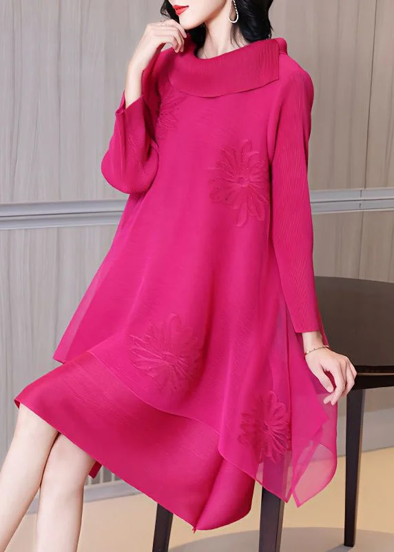 Special Offer For You Beautiful Rose Turtleneck Zircon Patchwork Tulle Dresses Spring