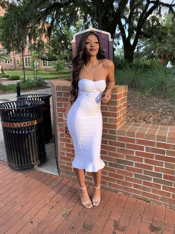 Women's Office Attire White Party Dress Evening Gown Prom Dress   S2413