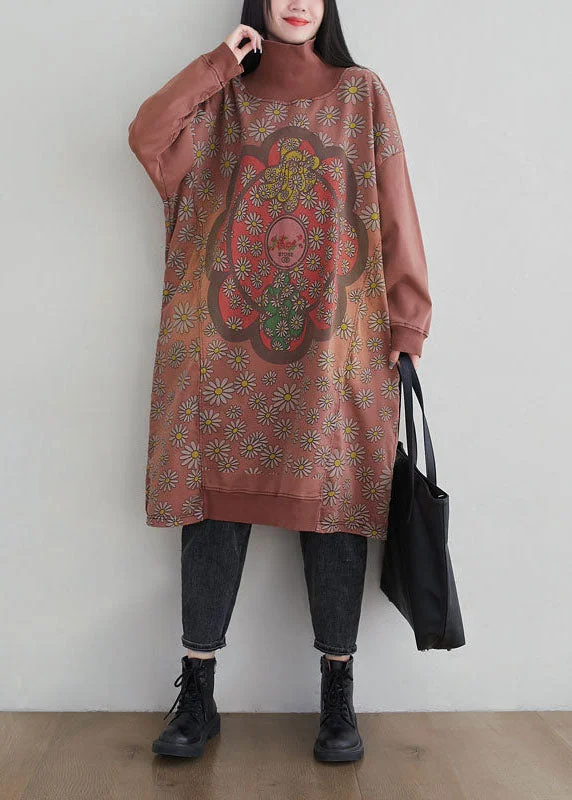 High-Quality Fashion At Discounted Prices – Shop Today Brick Red Print Patchwork Cotton Dresses Hign Neck Spring High-Quality Fashion At Discounted Prices – Shop Today Brick Red Print Patchwork Cotton Dresses Hign Neck Spring