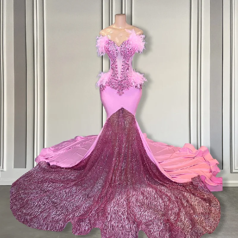 Easygoing Women's Style New Pink Sweetheart Feather Mermaid Prom Dresses Top Corset Beaded Long Prom Gowns Black Girl Pink Sequin Prom Dress 2024 Easygoing Women's Style New Pink Sweetheart Feather Mermaid Prom Dresses Top Corset Beaded Long Prom Gowns Black Girl Pink Sequin Prom Dress 2024