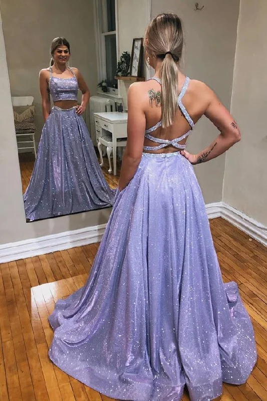 Flash Sales Today Hot Sale Two Piece Halter Sequins Prom Dresses Open Back Evening Gowns Flash Sales Today Hot Sale Two Piece Halter Sequins Prom Dresses Open Back Evening Gowns
