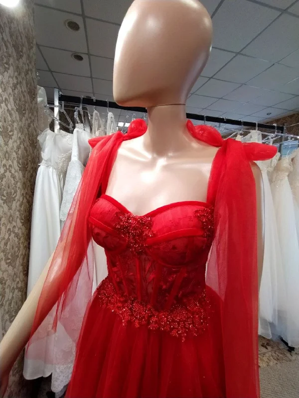 Holiday Discount Tulle Red Party Dress, Prom Evening Dress, Off Shoulder Gown, Prom Dress, A-Line Party Dress, Maxi Corset Dress, Elegant Evening Dress Holiday Discount Tulle Red Party Dress, Prom Evening Dress, Off Shoulder Gown, Prom Dress, A-Line Party Dress, Maxi Corset Dress, Elegant Evening Dress