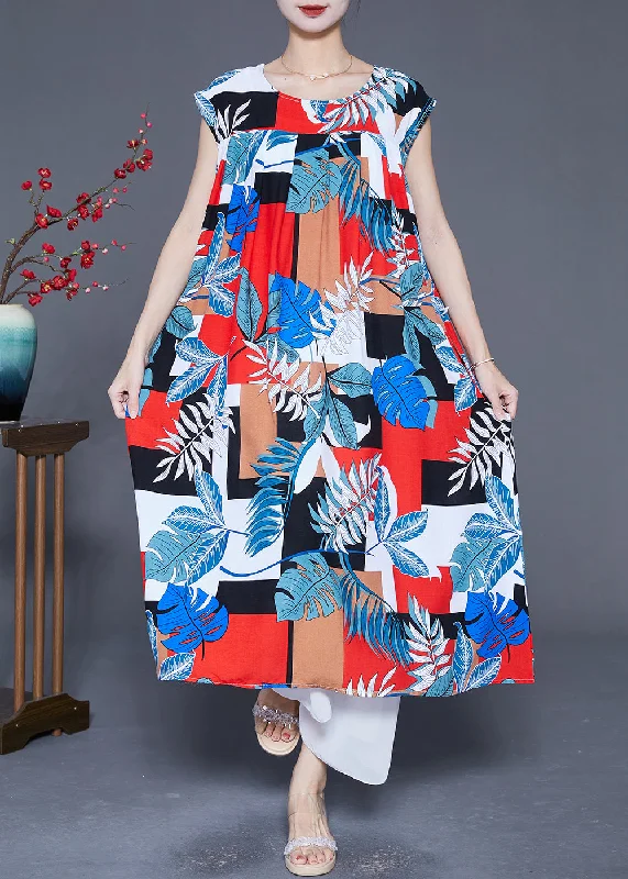 Upgrade Your Wardrobe For Less Boho Colorblock Oversized Print Cotton Robe Dresses Summer