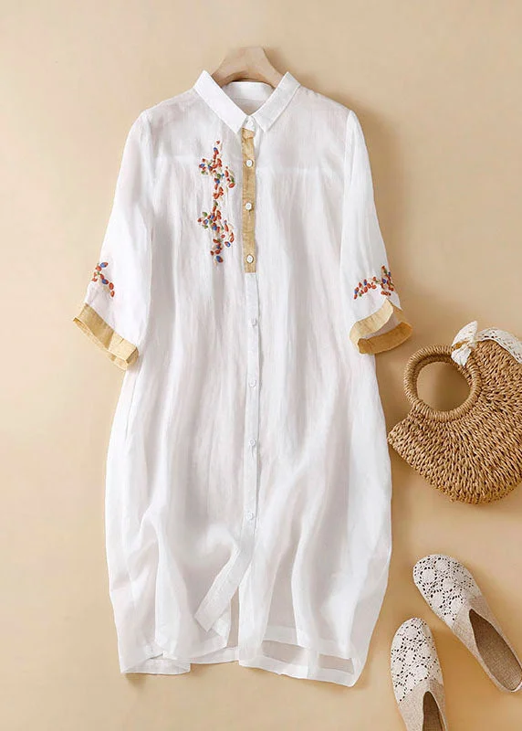 Best Fashion Deals Of The Season – Upgrade Your Style Boutique White Peter Pan Collar Embroideried Patchwork Linen Shirts Dresses Summer Best Fashion Deals Of The Season – Upgrade Your Style Boutique White Peter Pan Collar Embroideried Patchwork Linen Shirts Dresses Summer