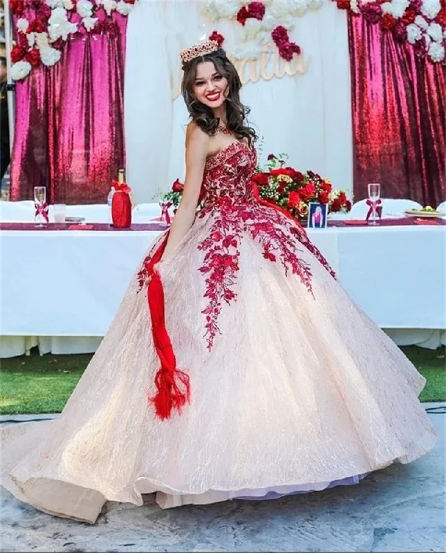 Women's Garments Red Princess Ball Gown Quinceanera Dress Sweetheart Sleeveless Sweet 16 Party Dresses Vestidos De 15 Anos Women's Garments Red Princess Ball Gown Quinceanera Dress Sweetheart Sleeveless Sweet 16 Party Dresses Vestidos De 15 Anos