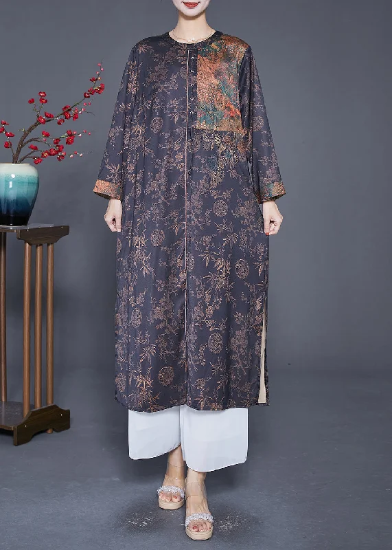 Lowest Prices This Weekend – Don't Miss Out Casual Black Oversized Patchwork Side Open Silk Vacation Dresses Summer