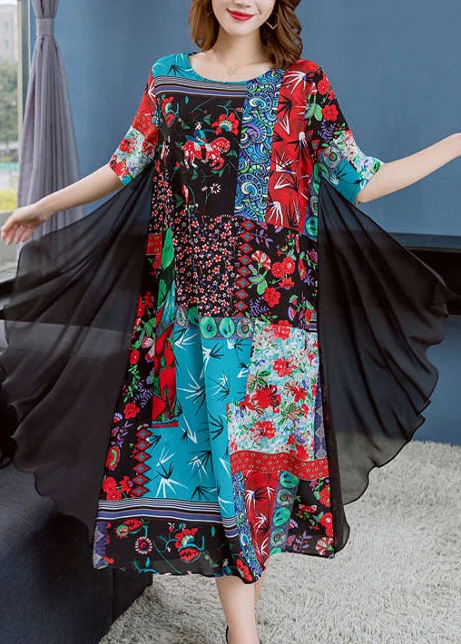 Trendy Clothing, Unbeatable Disco Boutique Colorblock O Neck Print Patchwork Chiffon Dresses Summer Trendy Clothing, Unbeatable Disco Boutique Colorblock O Neck Print Patchwork Chiffon Dresses Summer