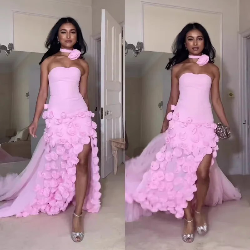 Women's Clothing For Special Occasions Fashion Halter Mermaid Anke Length Evening Dresses Flower Chiffon Formal Occasion Gown Women's Clothing For Special Occasions Fashion Halter Mermaid Anke Length Evening Dresses Flower Chiffon Formal Occasion Gown