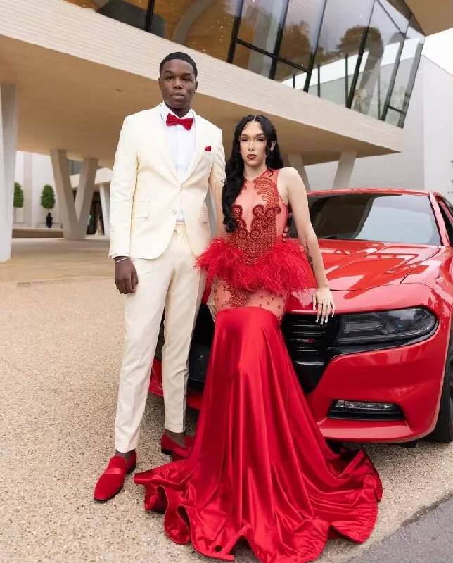 Women's Outerwear Garments Red Sparkly Long Mermaid Prom Birthday Gala Dresses For Black Girl 2024 Luxury Diamond Feather Sheer Evening Ceremony Gown Women's Outerwear Garments Red Sparkly Long Mermaid Prom Birthday Gala Dresses For Black Girl 2024 Luxury Diamond Feather Sheer Evening Ceremony Gown
