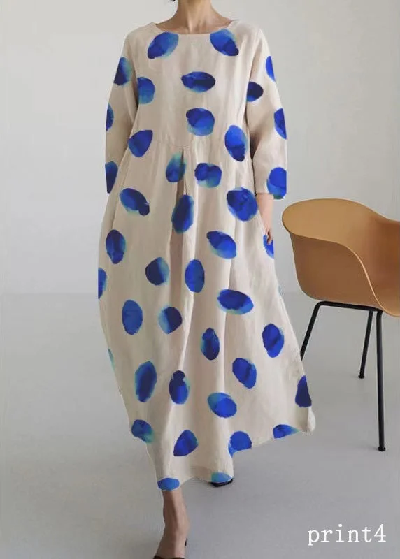 Hot Styles Flower print4 Cotton Dresses Pockets Patchwork Spring