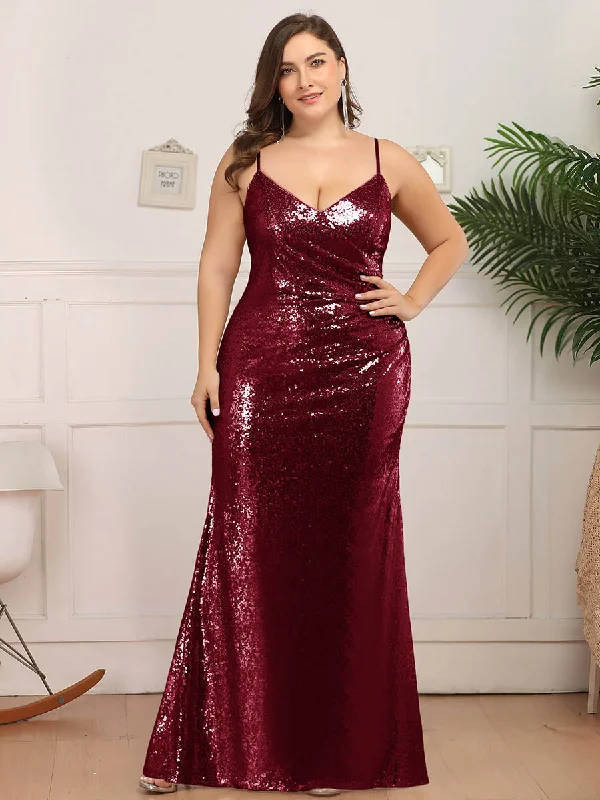 Stylish Women's Clothing Sexy Spaghetti Straps Fishtail Sequin Wholesale Plus Size Evening Gowns Stylish Women's Clothing Sexy Spaghetti Straps Fishtail Sequin Wholesale Plus Size Evening Gowns