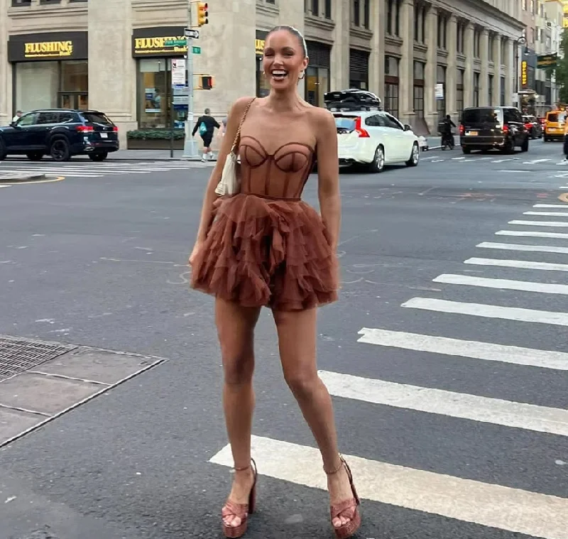 Women's Trendy Outfits Pink A Line Ruffles Soft Tulle Mini Homecoming Dresses Sweetheart Transparent Top Formal Graduation Gowns Women Prom Dress 2024 Women's Trendy Outfits Pink A Line Ruffles Soft Tulle Mini Homecoming Dresses Sweetheart Transparent Top Formal Graduation Gowns Women Prom Dress 2024