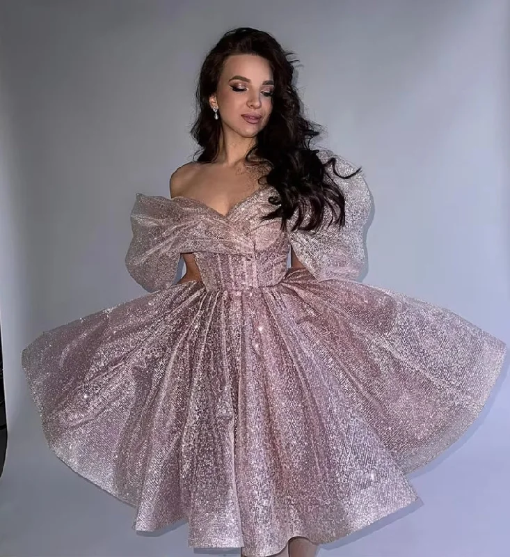 New Arrival Discounts Glitter Tulle Prom Dresses Off The Shoulder Shinny Short Pink Party Sparkly Dress Corset Back Plus Size Evening Gown 2024 New Arrival Discounts Glitter Tulle Prom Dresses Off The Shoulder Shinny Short Pink Party Sparkly Dress Corset Back Plus Size Evening Gown 2024