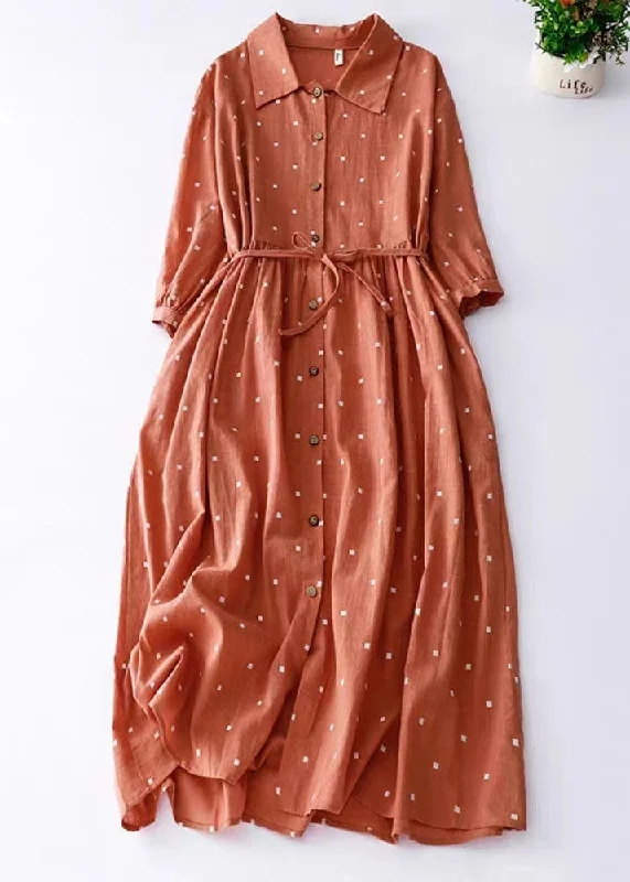 Elegant Designs At Reduced Prices Italian Orange Peter Pan Collar Print Patchwork Cotton Dresses Summer Elegant Designs At Reduced Prices Italian Orange Peter Pan Collar Print Patchwork Cotton Dresses Summer