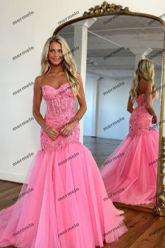 Timeless Women's Fashion Styles Mermaid Prom Dresses Lace Applique Tulle Sweetheart Long Sweep Train Formal Party Evening Gowns Timeless Women's Fashion Styles Mermaid Prom Dresses Lace Applique Tulle Sweetheart Long Sweep Train Formal Party Evening Gowns